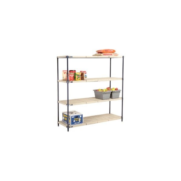 Global Equipment Nexel , Nexelite reg , 4 Tier, Vented Plastic Mat Shelving Unit, 60"W x 21"D x 63"H PM21606N - main